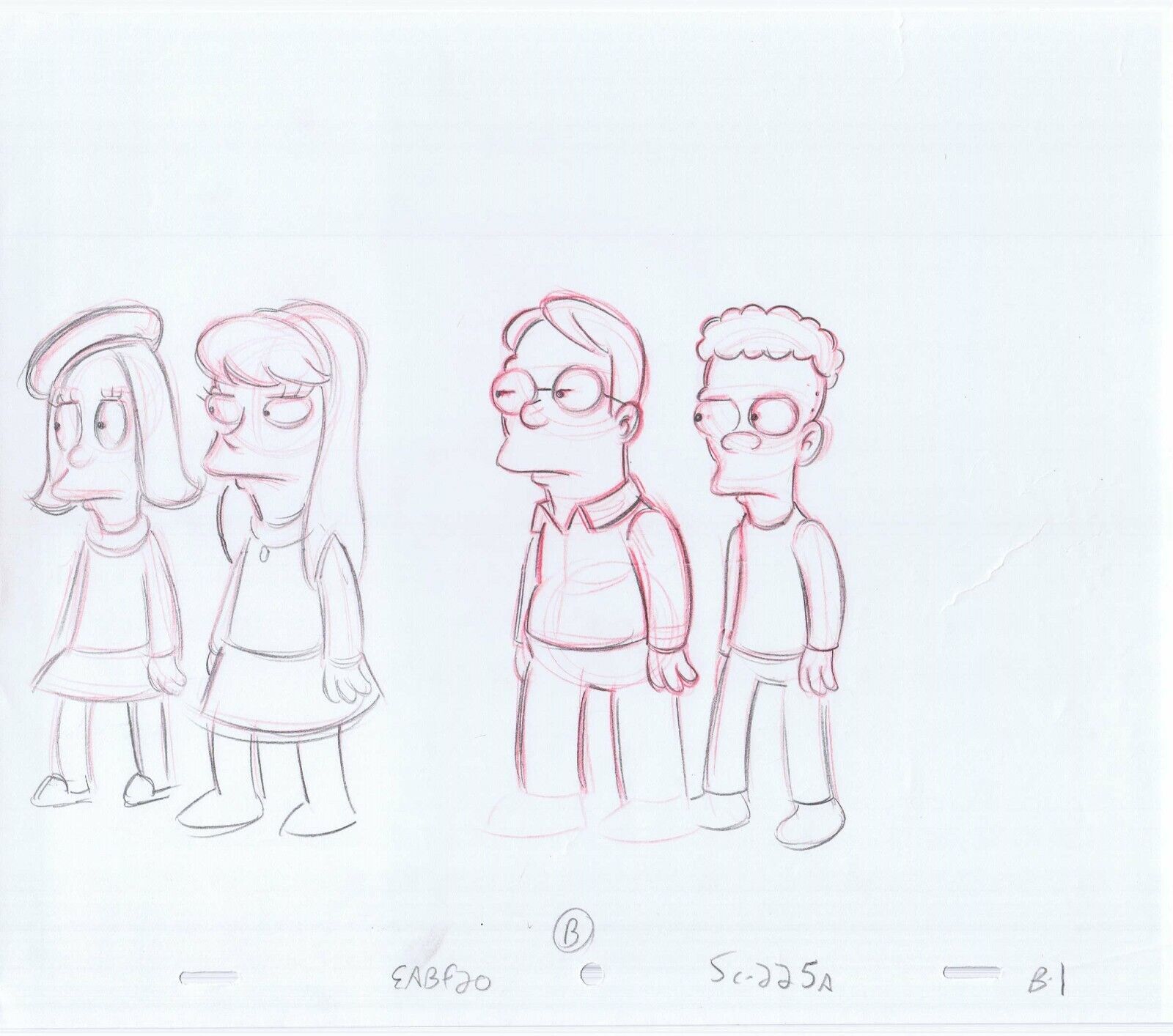 Simpsons Kids 2003 Original Art w/COA Animation Production Pencils SC-225A B-1