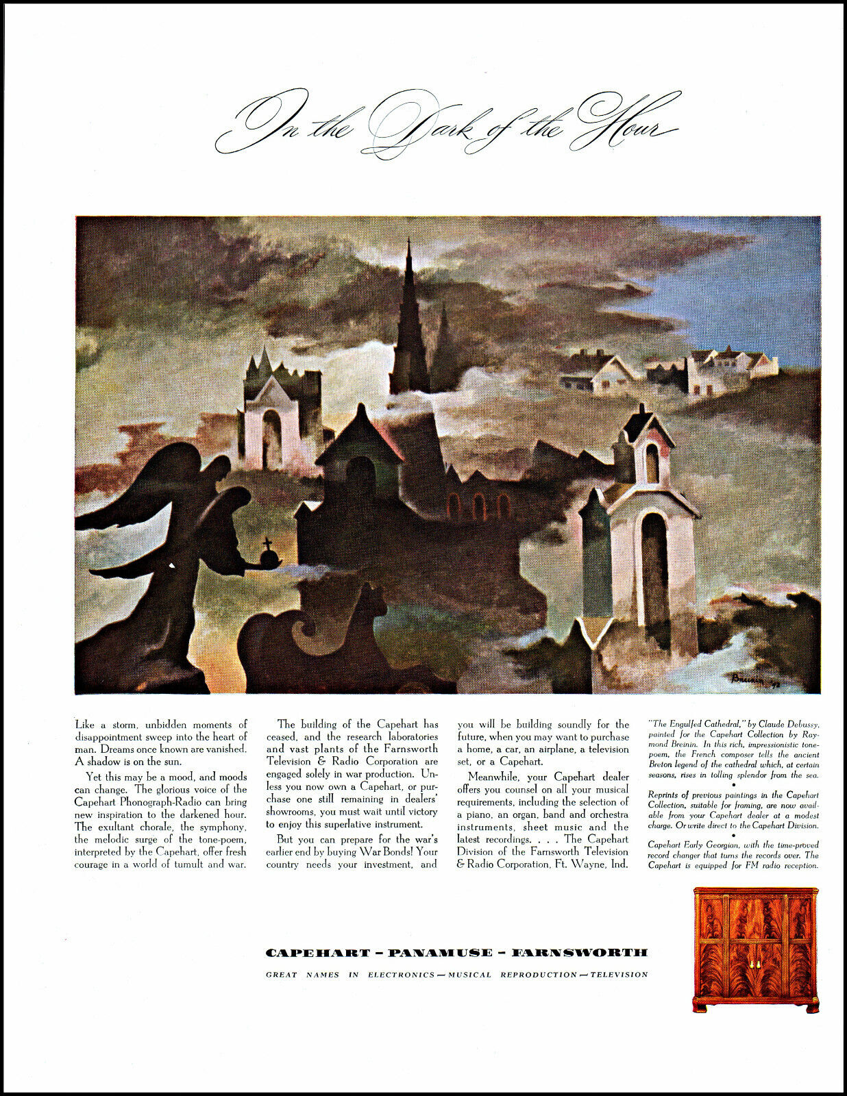 1942 Raymond Breinin art Capehart Phonograph FM Radio vintage print ad adL62