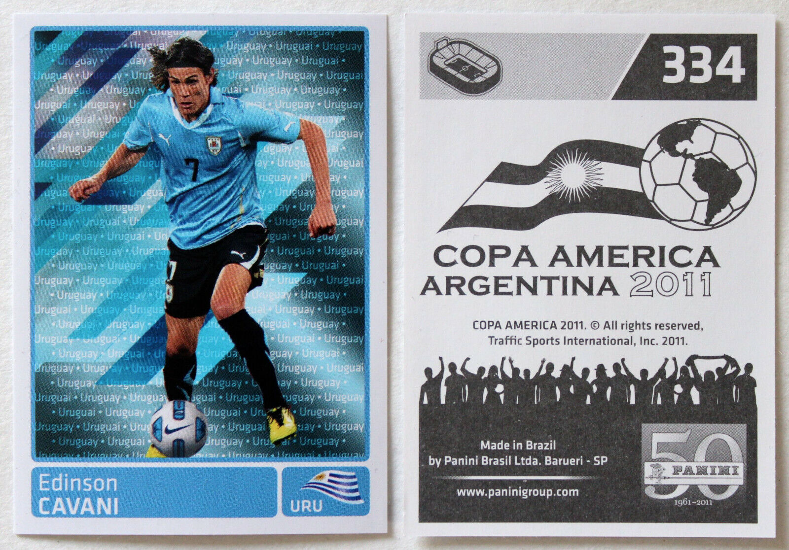 PANINI Soccer Sticker EDINSON CAVANI # 334 AMERICA CUP 2011 Star Player