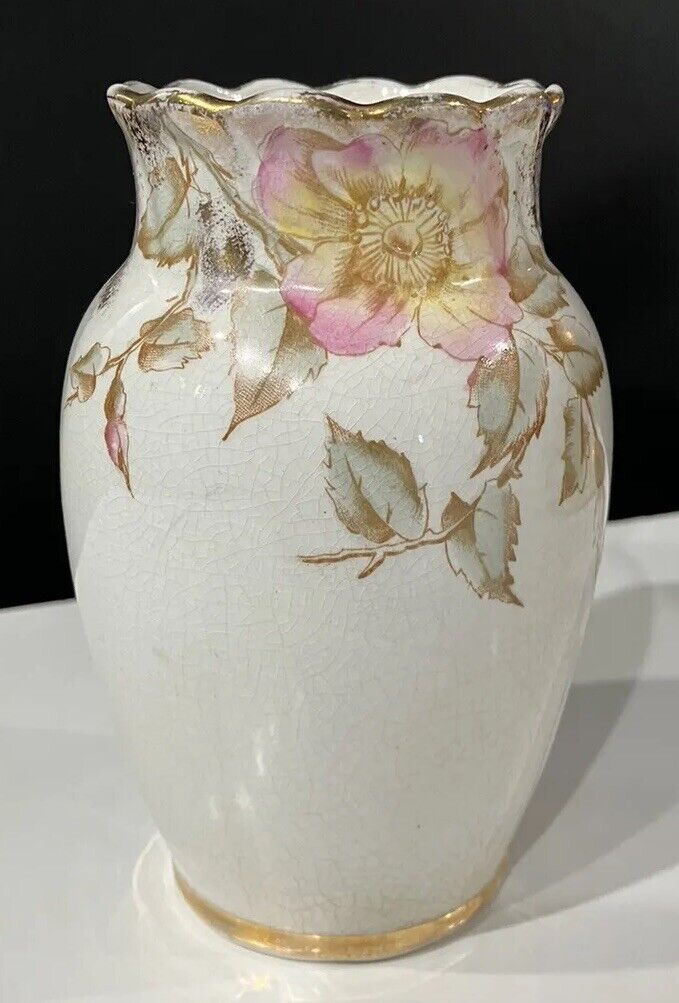 Antique Parisian Granite The T.P. Co Small Floral Victorian Mini Vase Vintage