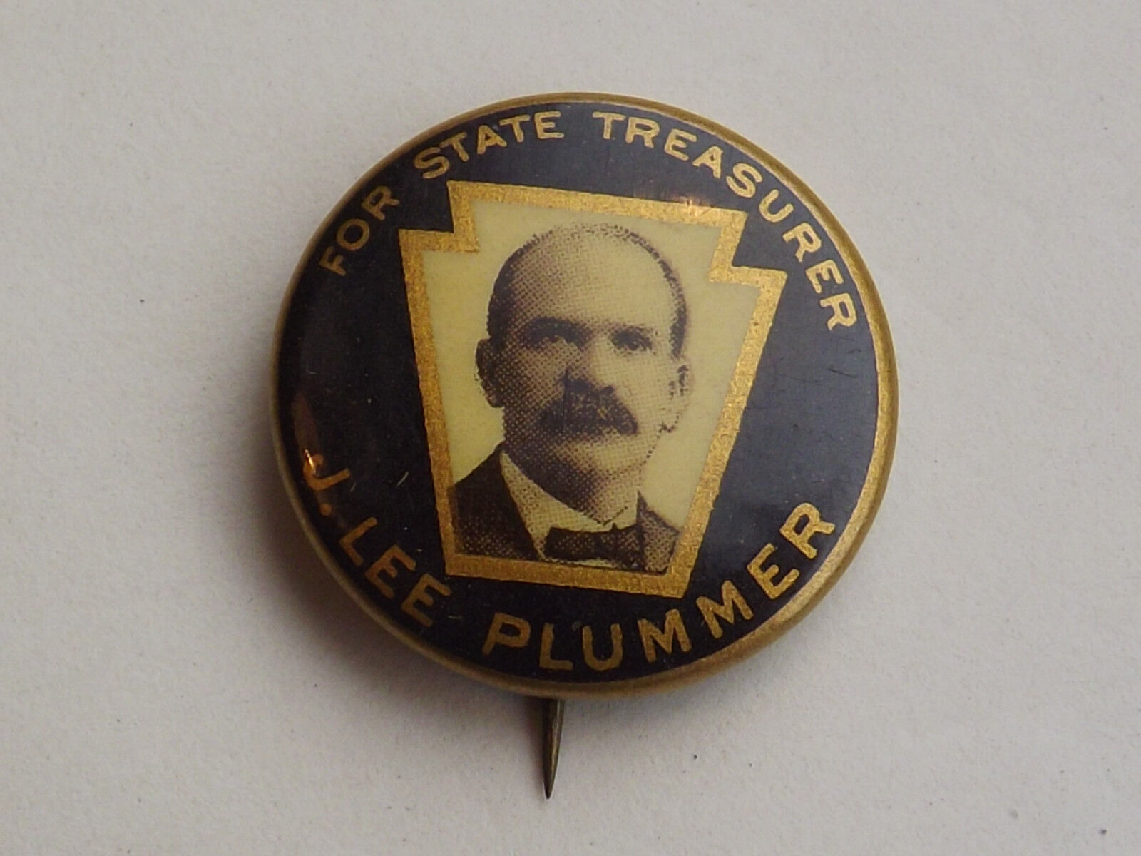 VINTAGE 1898 J LEE PLUMMER STATE TREASURER CAMPAIGN BUTTON PINBACK