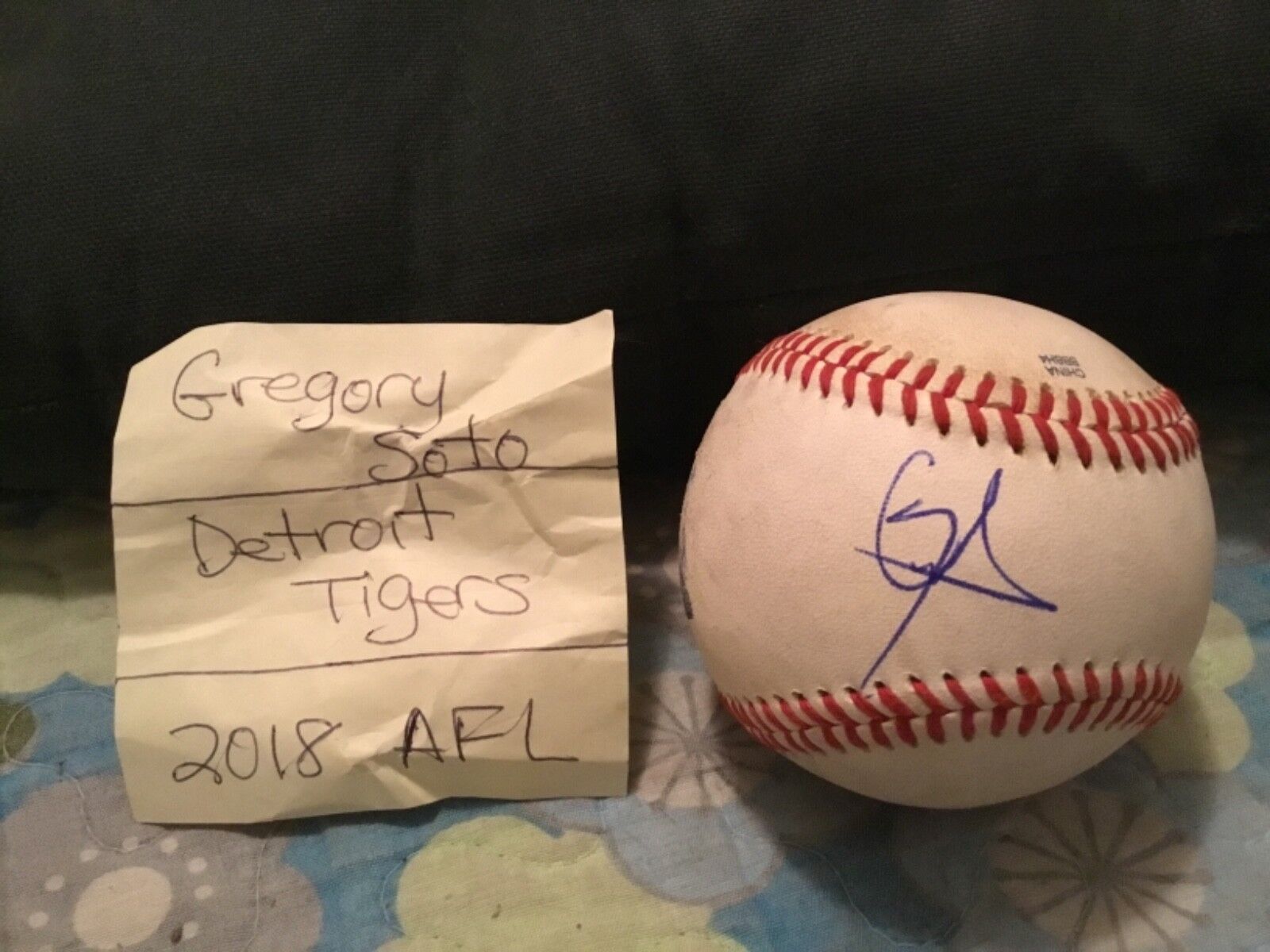 GREGORY SOTO SIGNED MINOR LEAGUE BASEBALL/ DETROIT TIGERS PITCHING PROSPECT