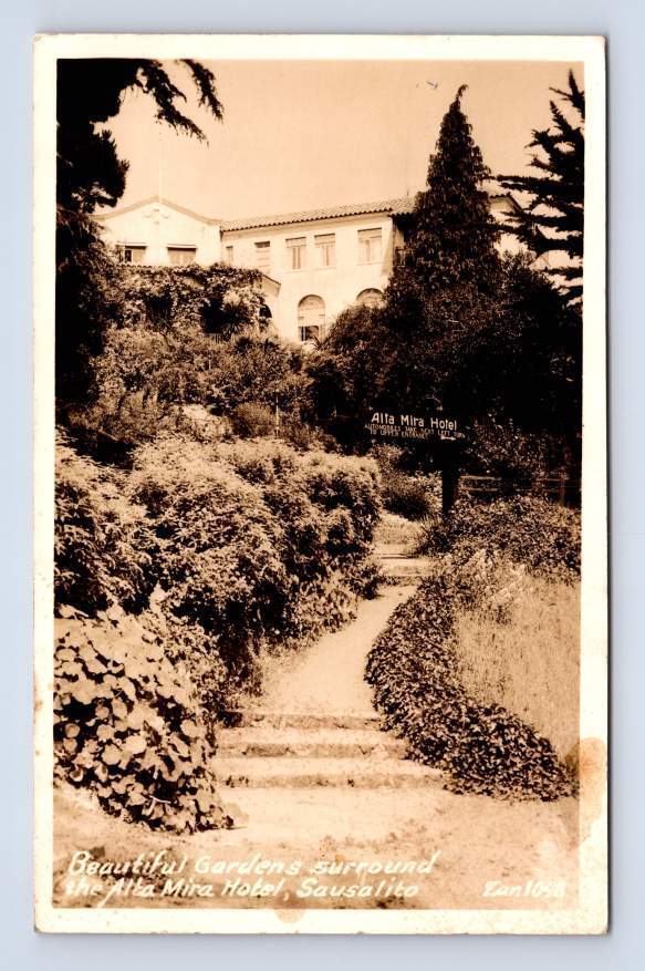 Alta Mira Hotel SAUSALITO California RPPC Vintage Zan Photo Postcard Marin 1936