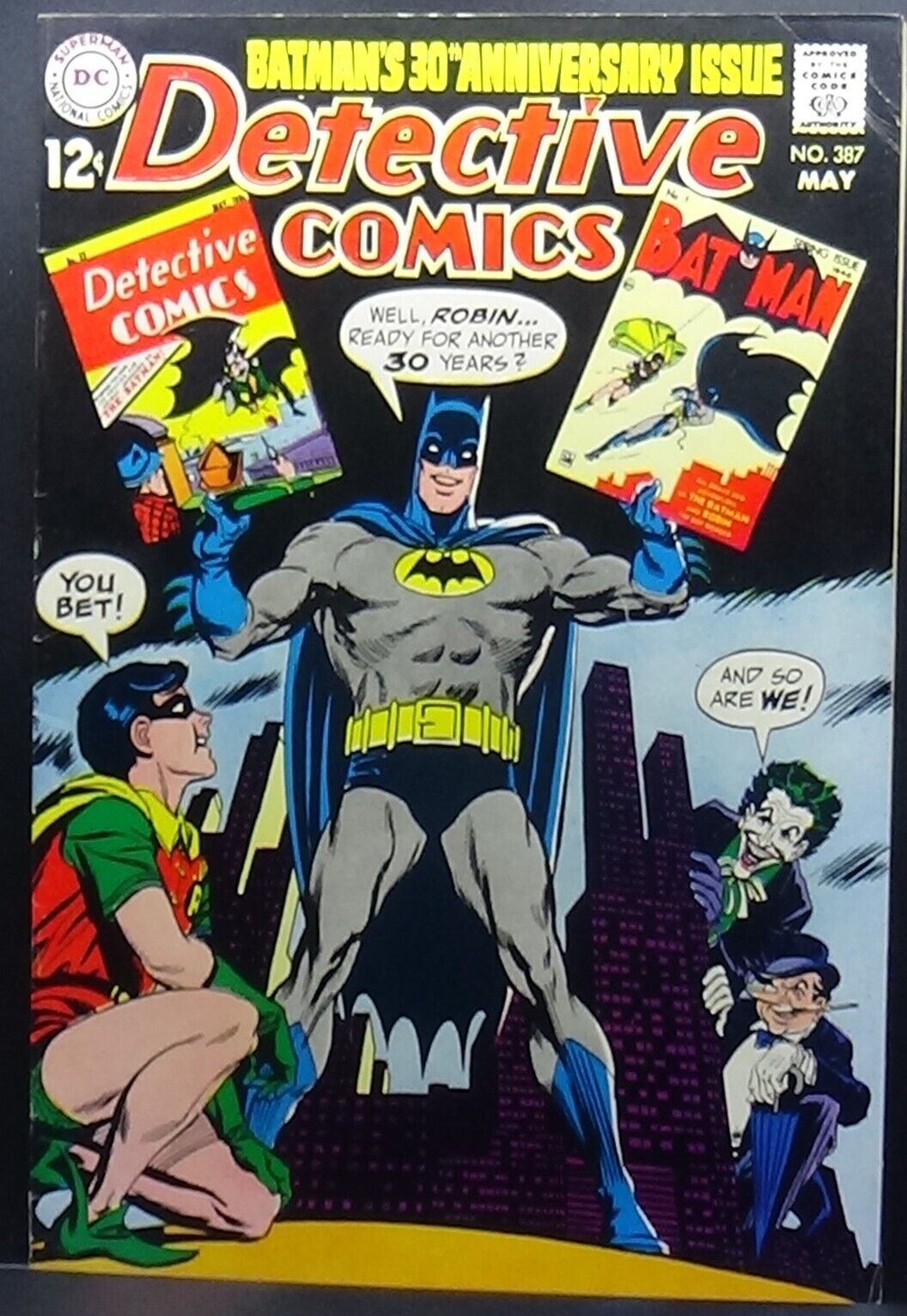 DETECTIVE COMICS #387 1969 7.5 VF- REPRINTS 1ST BATMAN APP JOKER+PENGUIN COVER