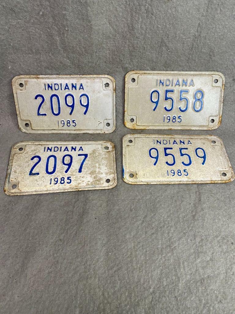 VINTAGE 1985 INDIANA MOTORCYCLE LICENSE PLATES LOT OF 4