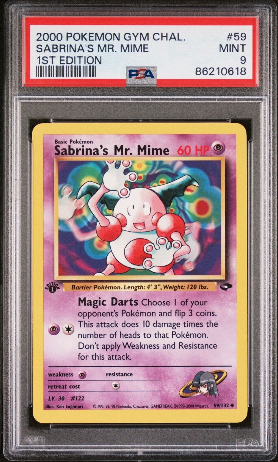 2000 Pokemon Gym Challenge 1st Edition #59 Sabrina\'s Mr. Mime PSA 9 MINT