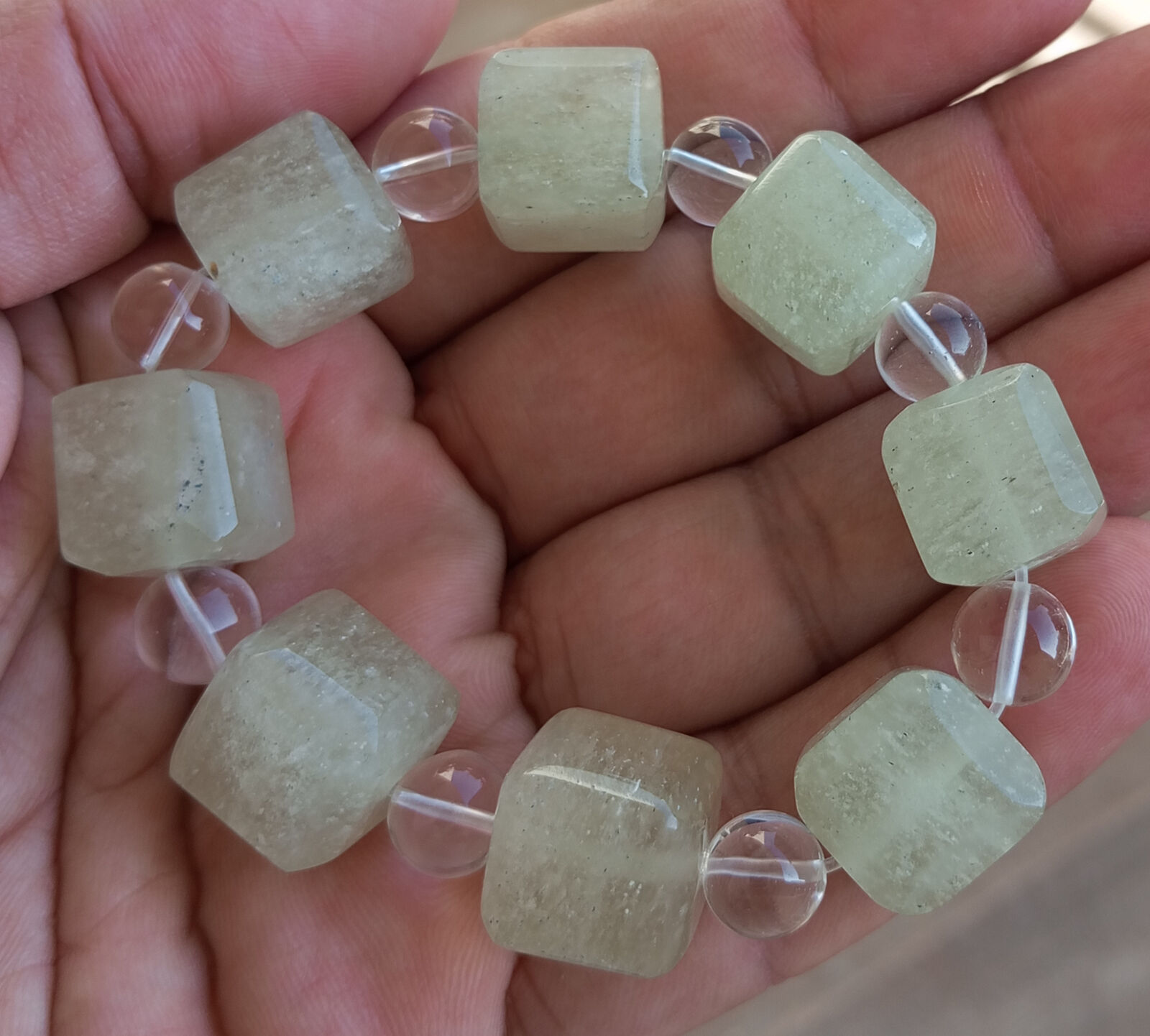 Libyan Desert glass Bracelet-290 ct-16mm cube beads-desert glassasteroid impact