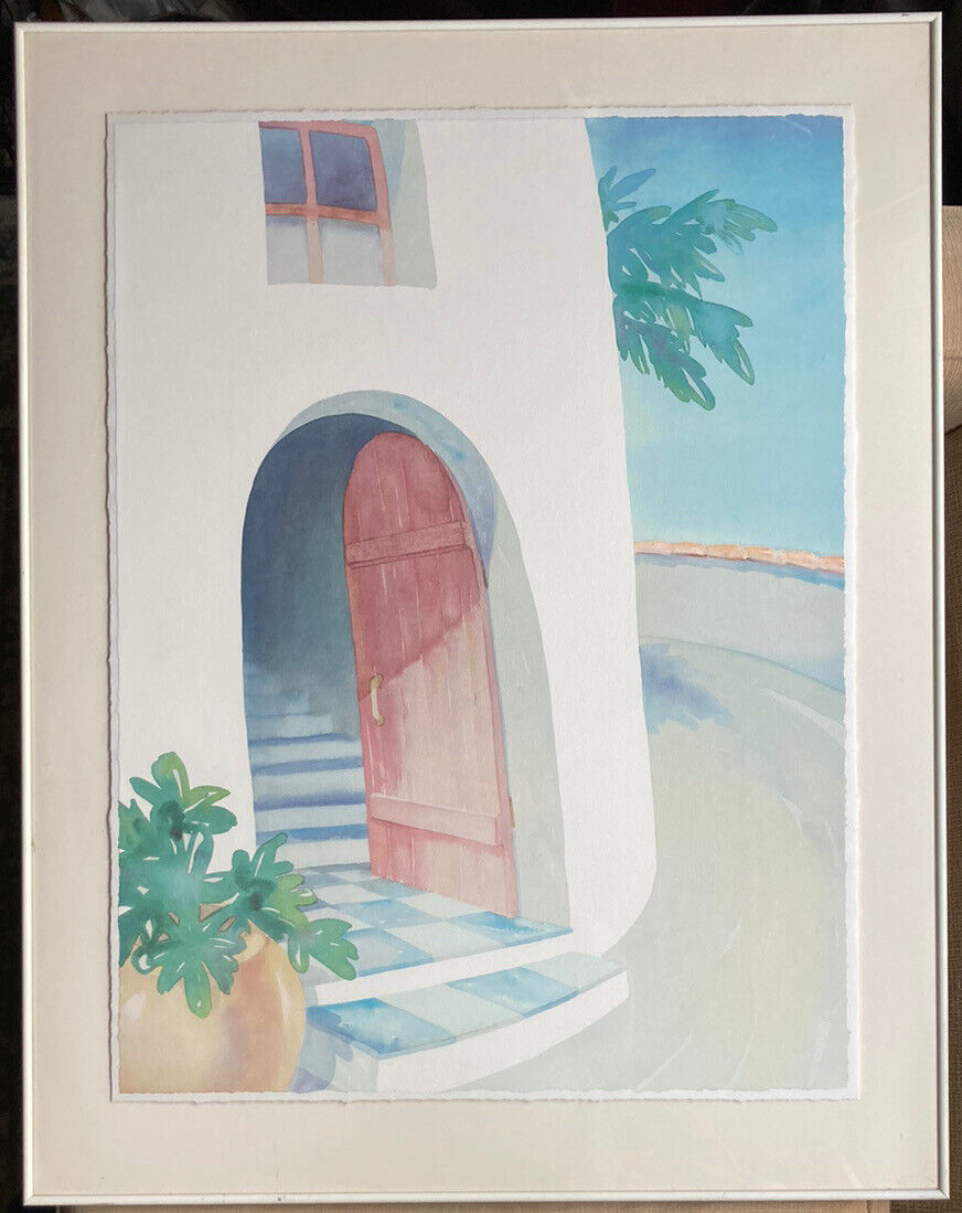 RARE Vintage 1980’s Union St Graphics SF San Francisco Framed Watercolor 38x30”
