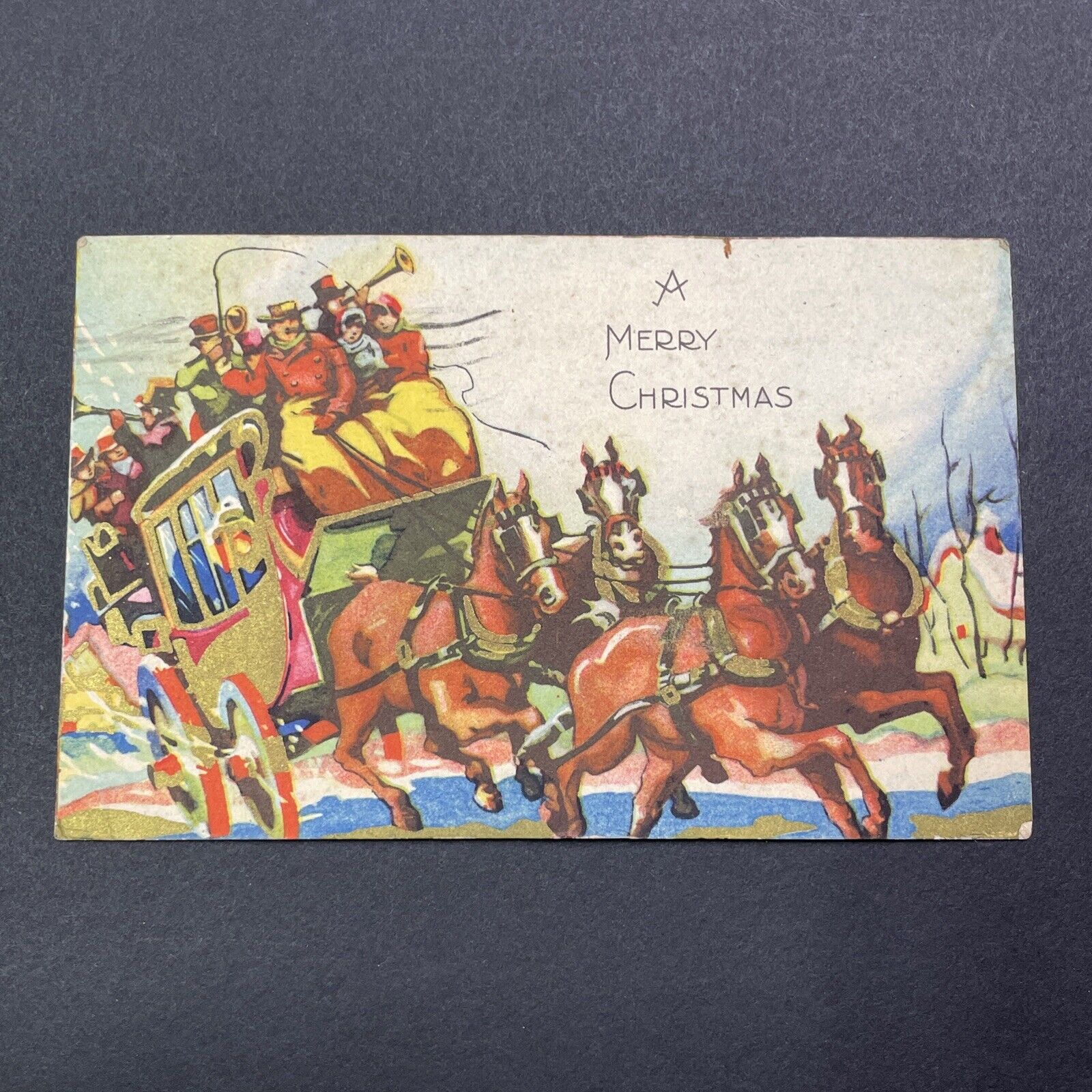 Antique 1930 Christmas Carriage Postcard Ayr Ontario Jeanette Wallace V2462