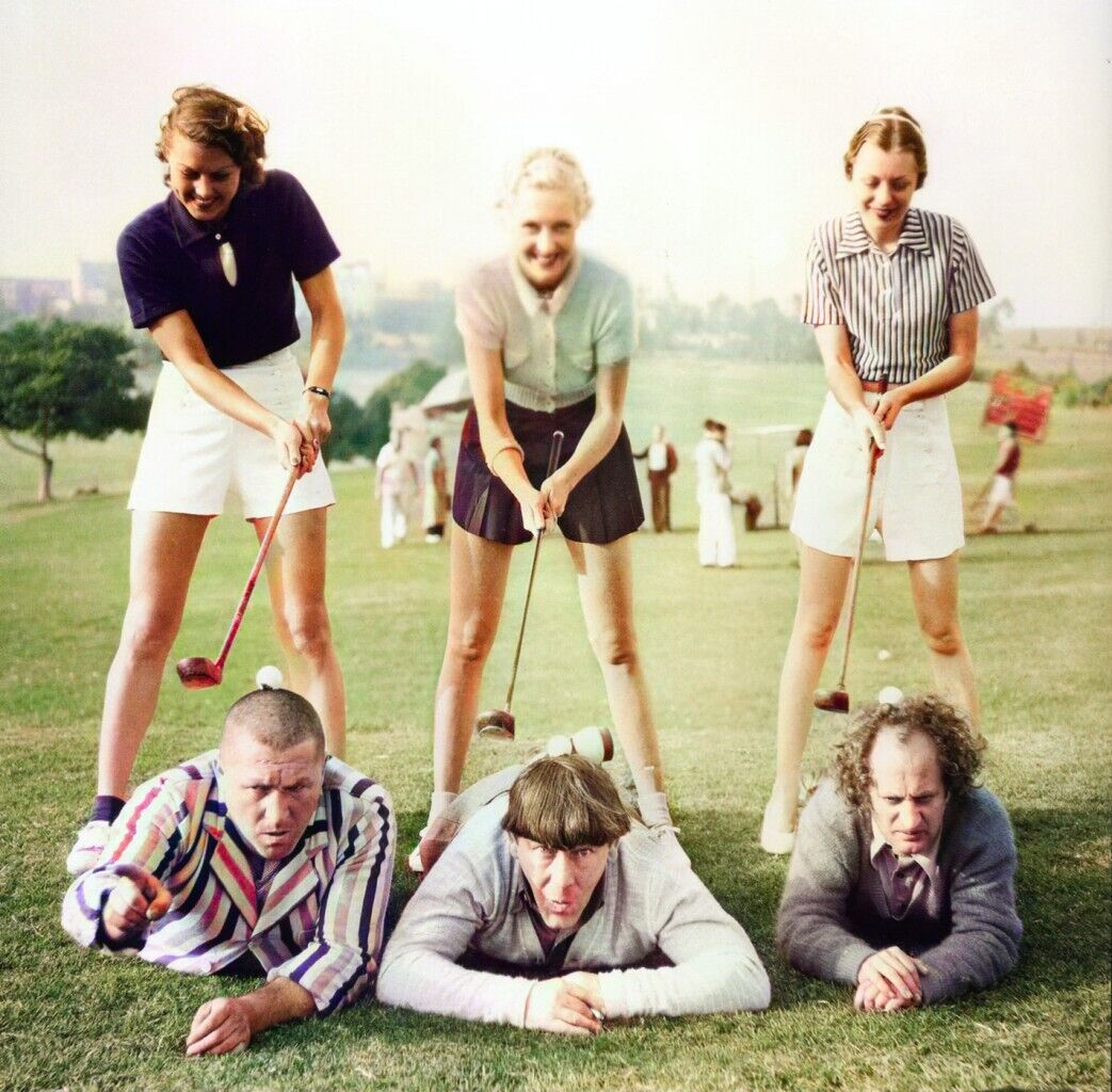 3 three Stooges 8 x 10 photo Colorized 8 x10 Photograph Golf Lessons