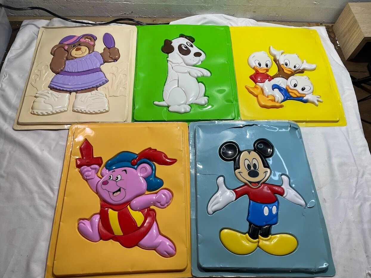Lot of 5 Illco Pre-school Plastic Puzzles Vintage Preschool Puzzle Mickey Mouse