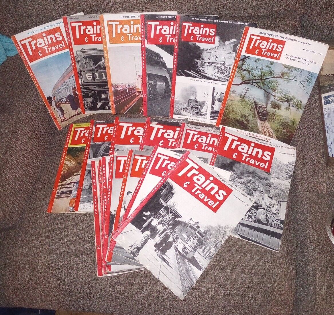 (20) 1950s Trains & Travel Magazine Lot. Nice Lot