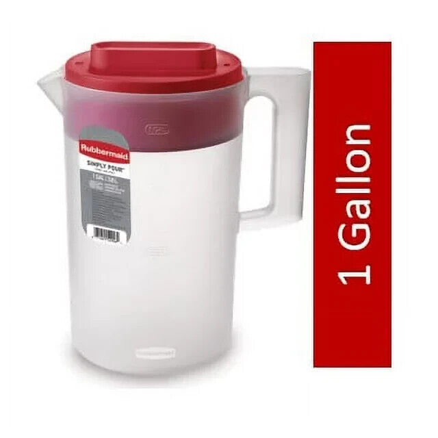 Rubbermaid, 1 Gallon 1 Pack, Plastic Simply Pour Pitcher Multifunction Jug USA