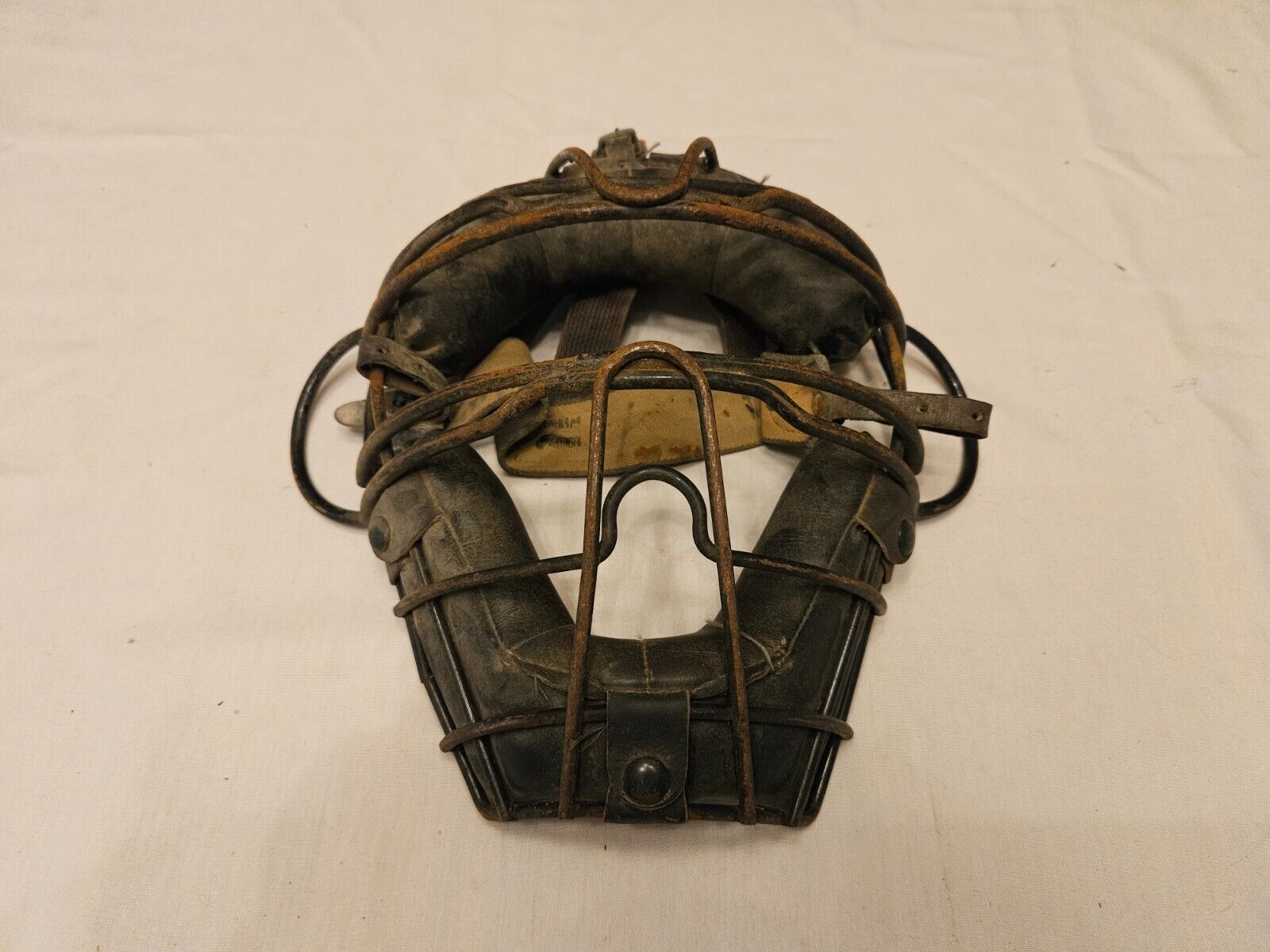 Vintage Rawlings USA Black Leather & Metal Catchers Mask Face Cover
