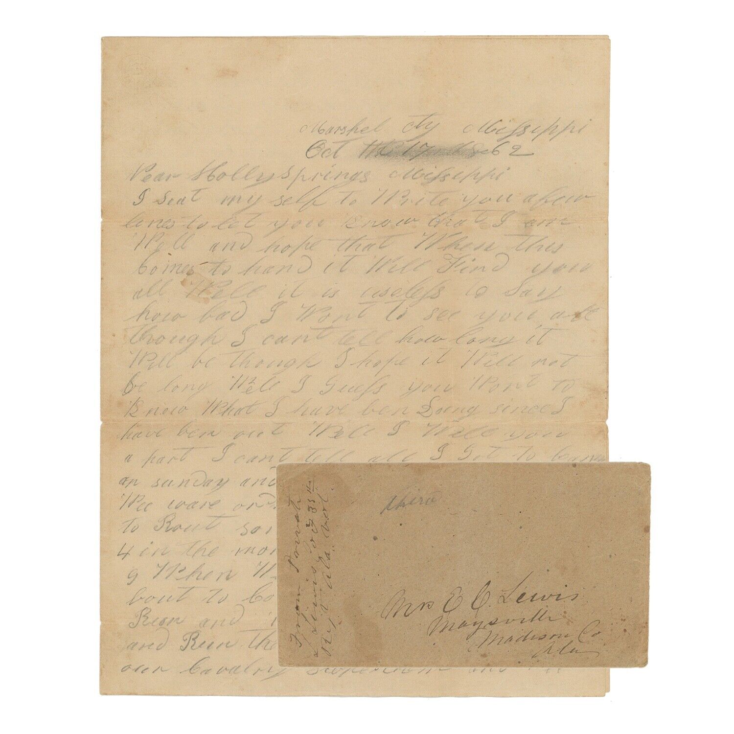 1862 Confederate Civil War Letter — 35th Alabama — Second Battle of Corinth