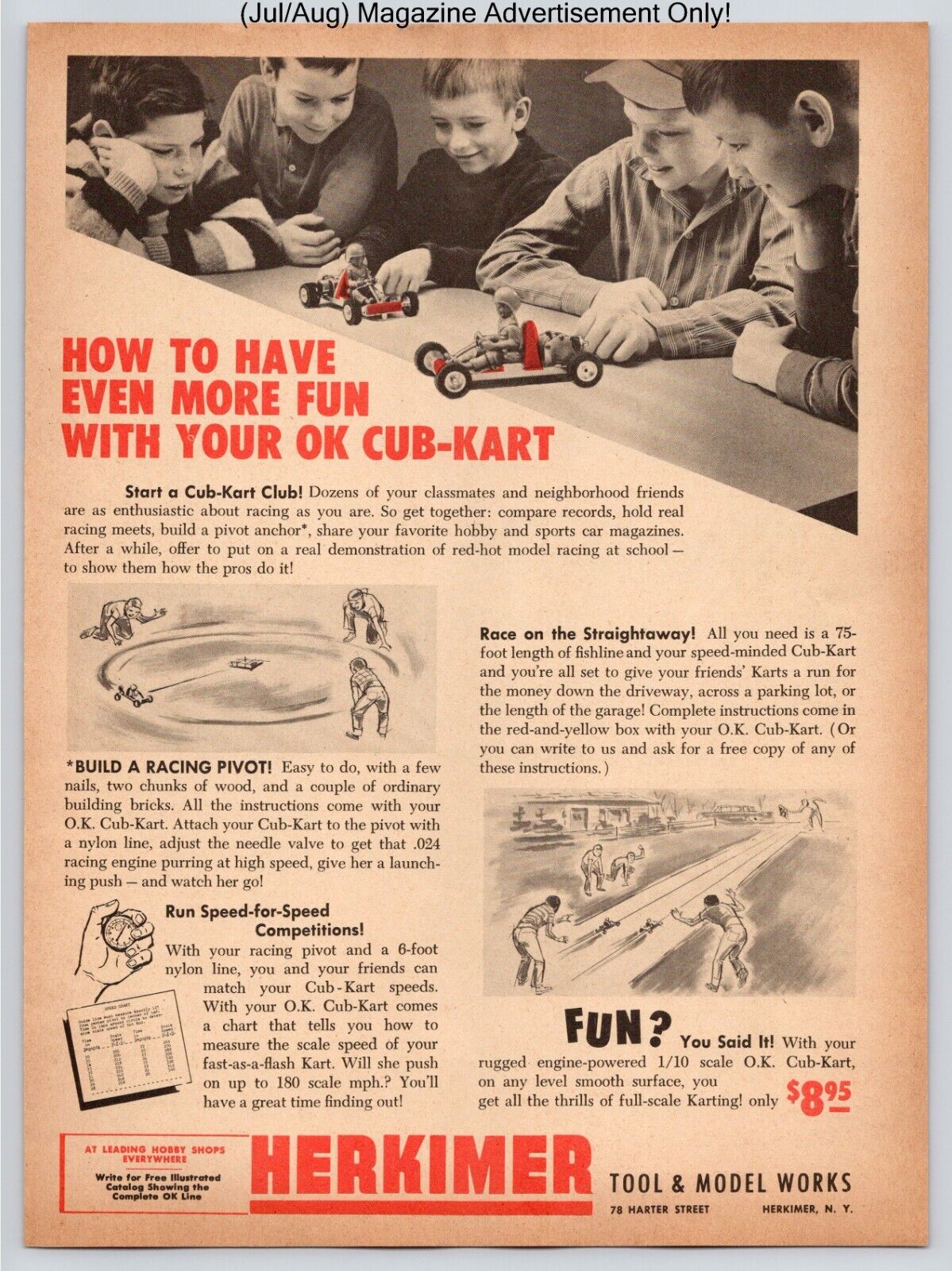 Herkimer Tool & Model Works OK Cub-Kart Promo Vintage 1963 Full Page Print Ad
