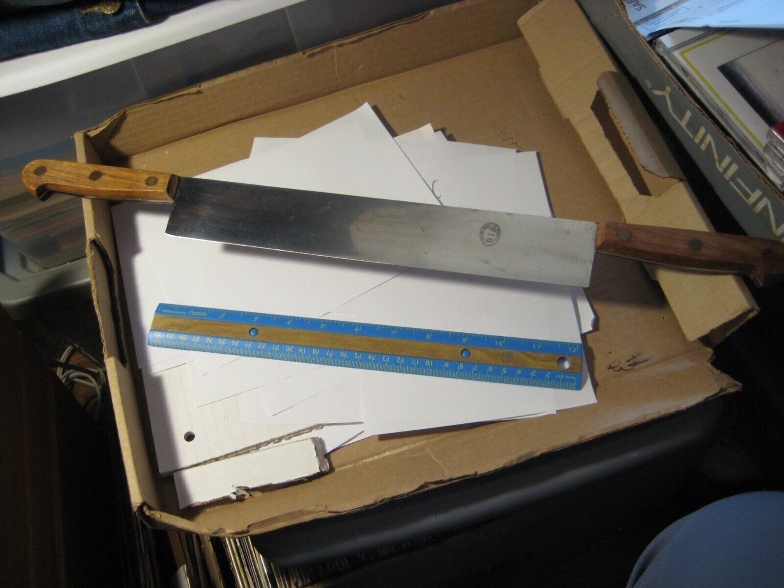 Vintage Sabatier Jeune Grapes K Large Cheese Knife Cutter 30 Cm Blade 2 Handles