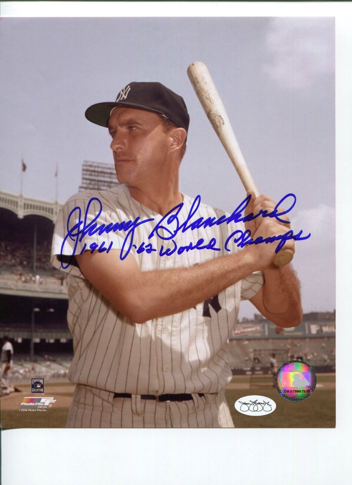 Johnny Blanchard NY Yankees 2x World Series Champ Signed Autograph Photo JSA