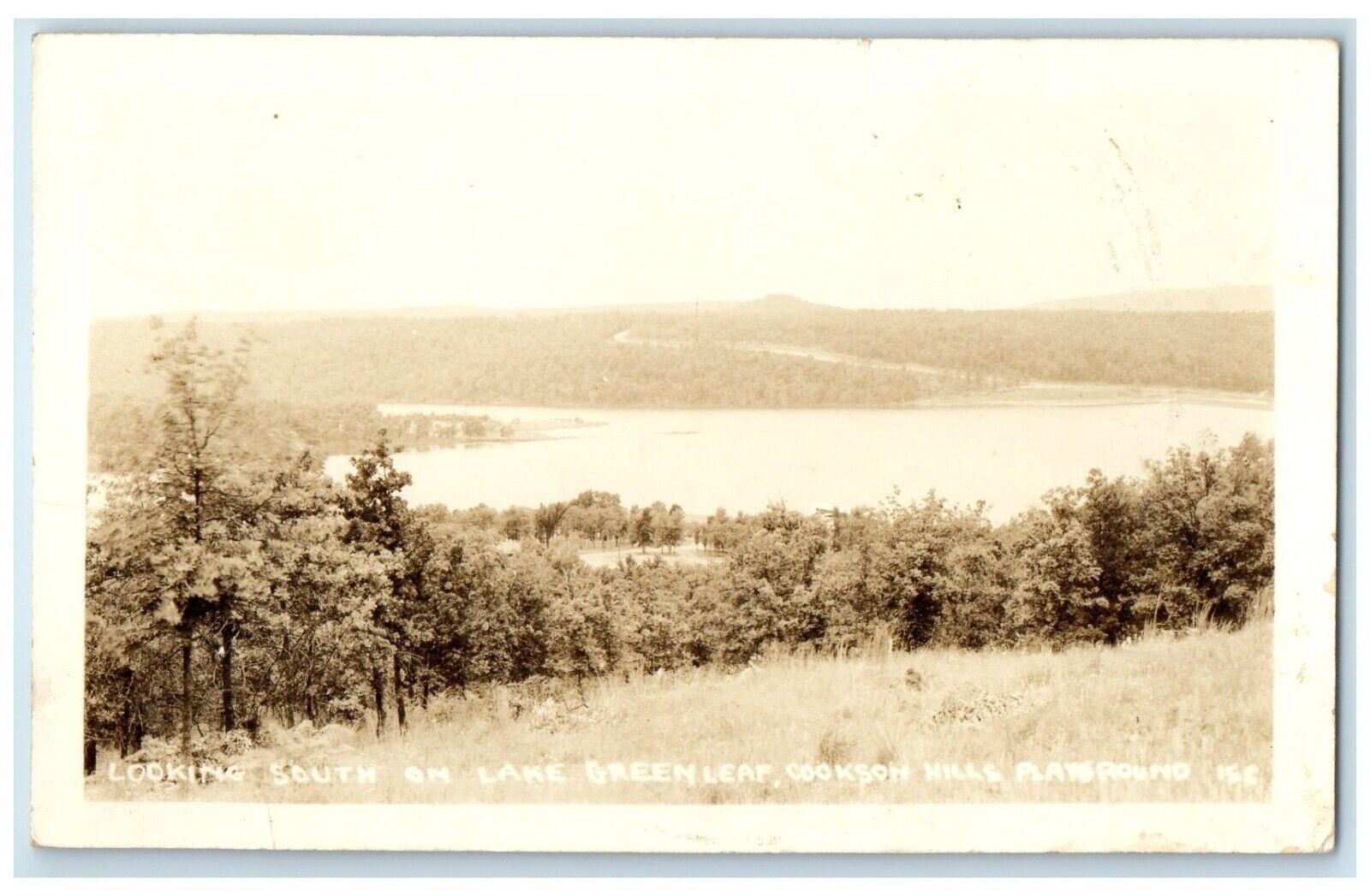 Looking South On Lake Green Leaf Cookson Nills Playground RPPC Photo Postcard