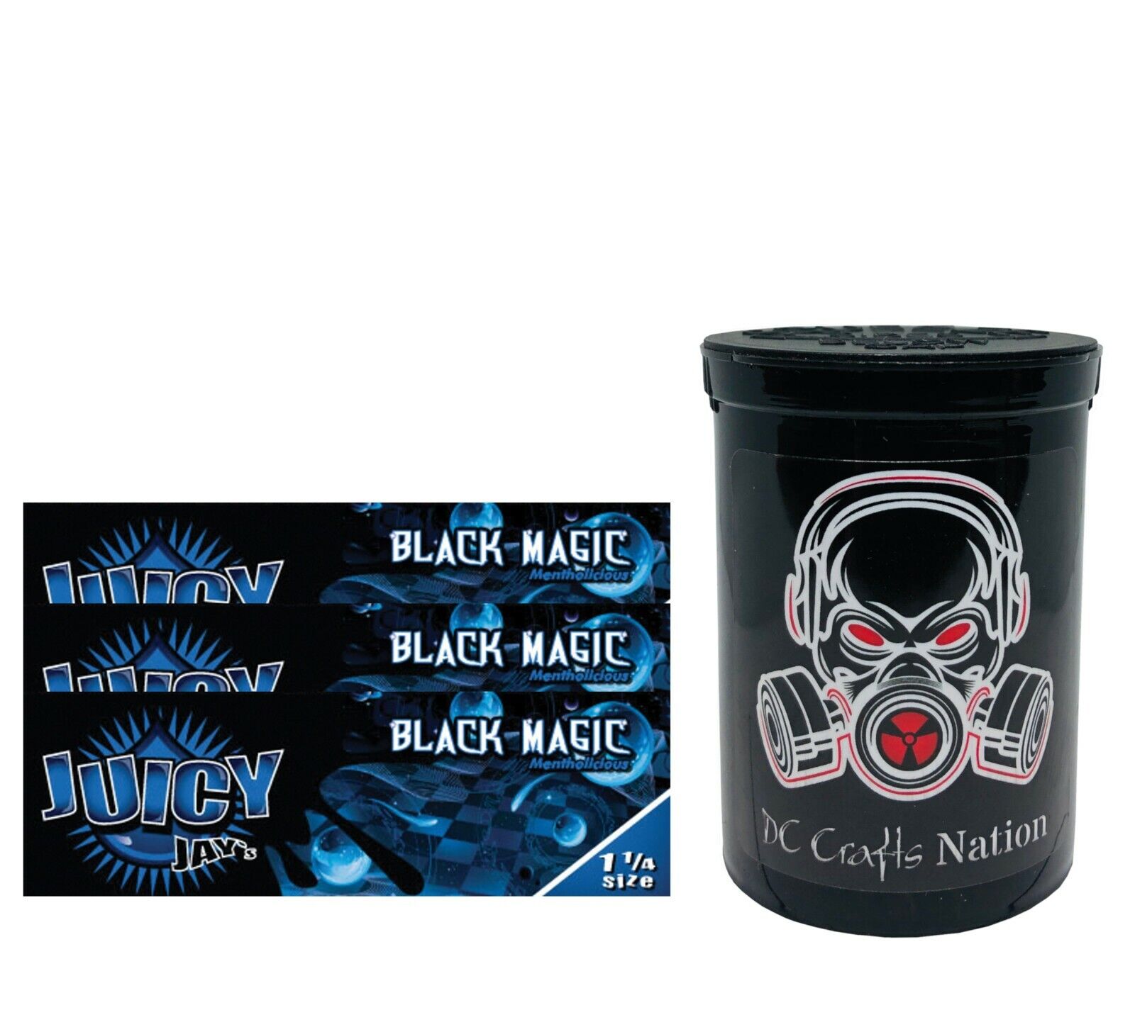 Juicy Jay's Black Magic Papers 1.25 3 Packs & Child Resistant Fresh Kettle