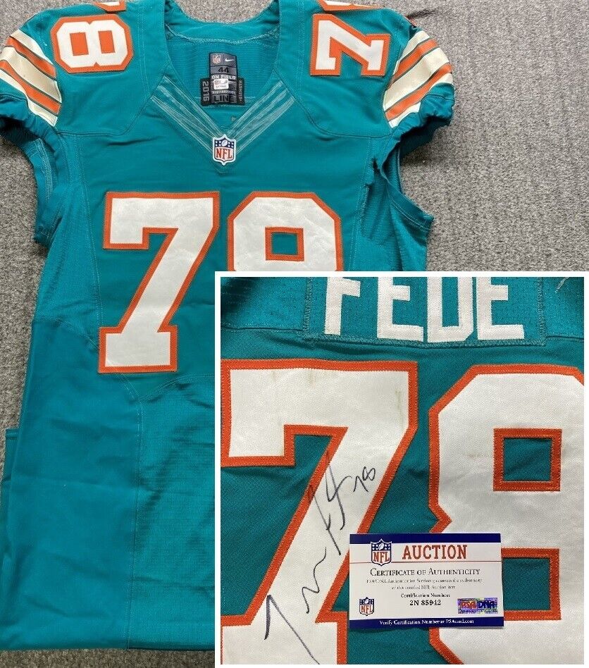 NFL Curated Miami Dolphins Terrence Fede 2016 Game Used TB Autographed Jersey