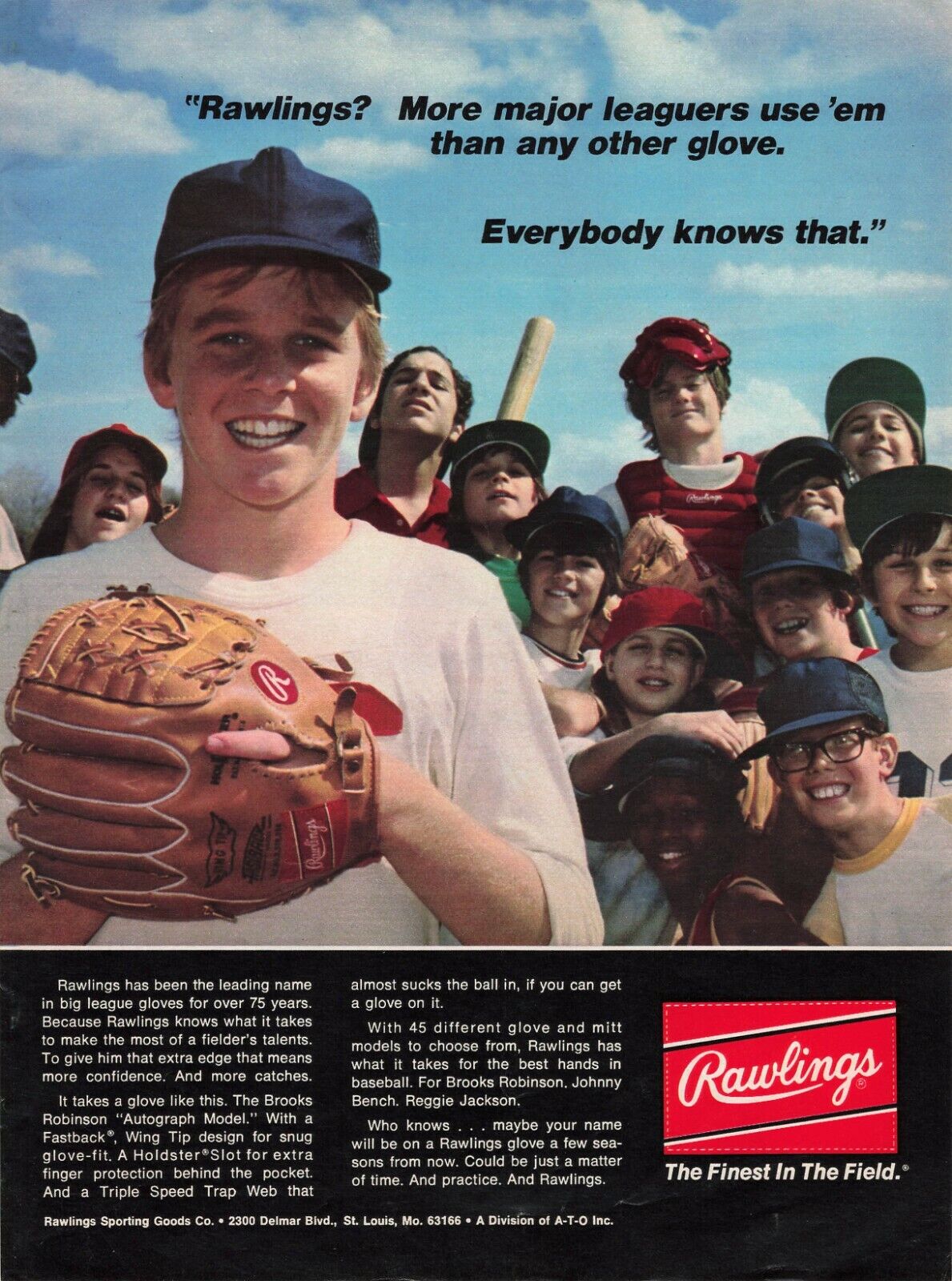 Rawlings Baseball Glove Kids 70\'S Vtg Full Page Print Ad 8X11 Wall Poster Art