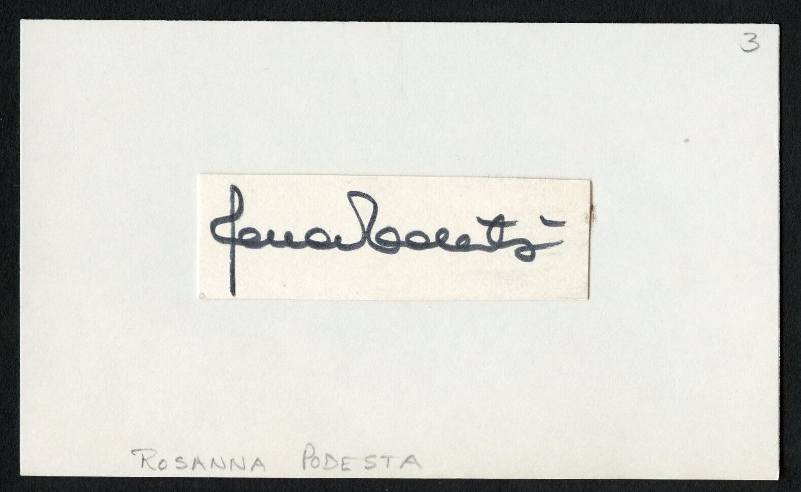 Rossana Podesta d2013 signed autograph 3x5 Cut Italian Actress in Helen of Troy