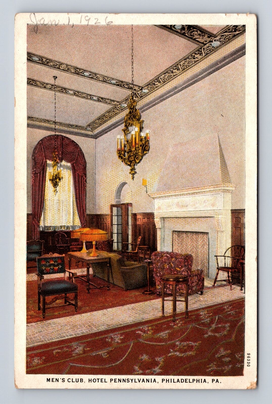 Philadelphia PA-Pennsylvania, Hotel Pennsylvania, Men's Club, Vintage Postcard