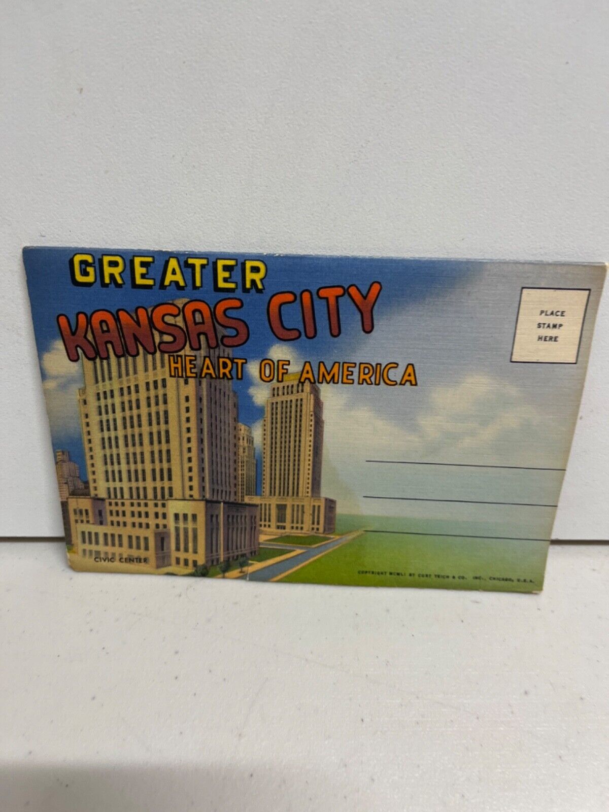 Vintage Greater Kansas City Heart of American Souvenir Postcard book