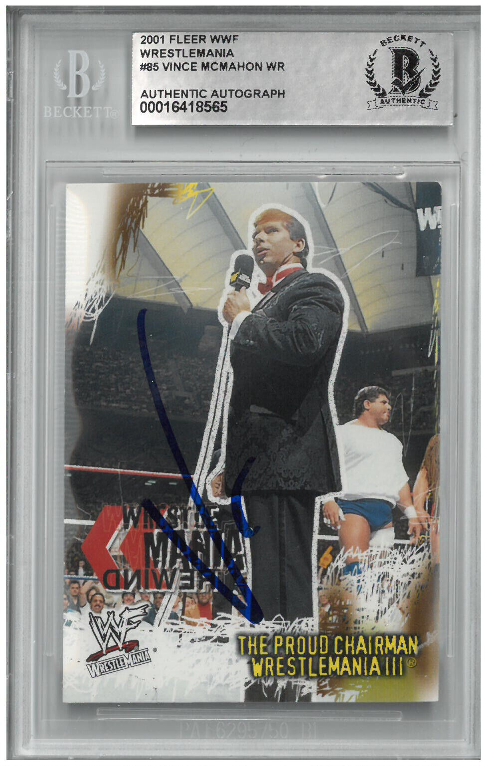 Wow Vince McMahon Signed Autograph Slabbed WWF 2001 Fleer Card Beckett BAS WWE