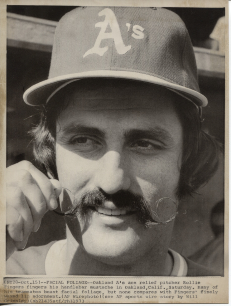 1973 Press Photo Oakland A’s Ace Relief Pitcher Rollie Fingers Mustache