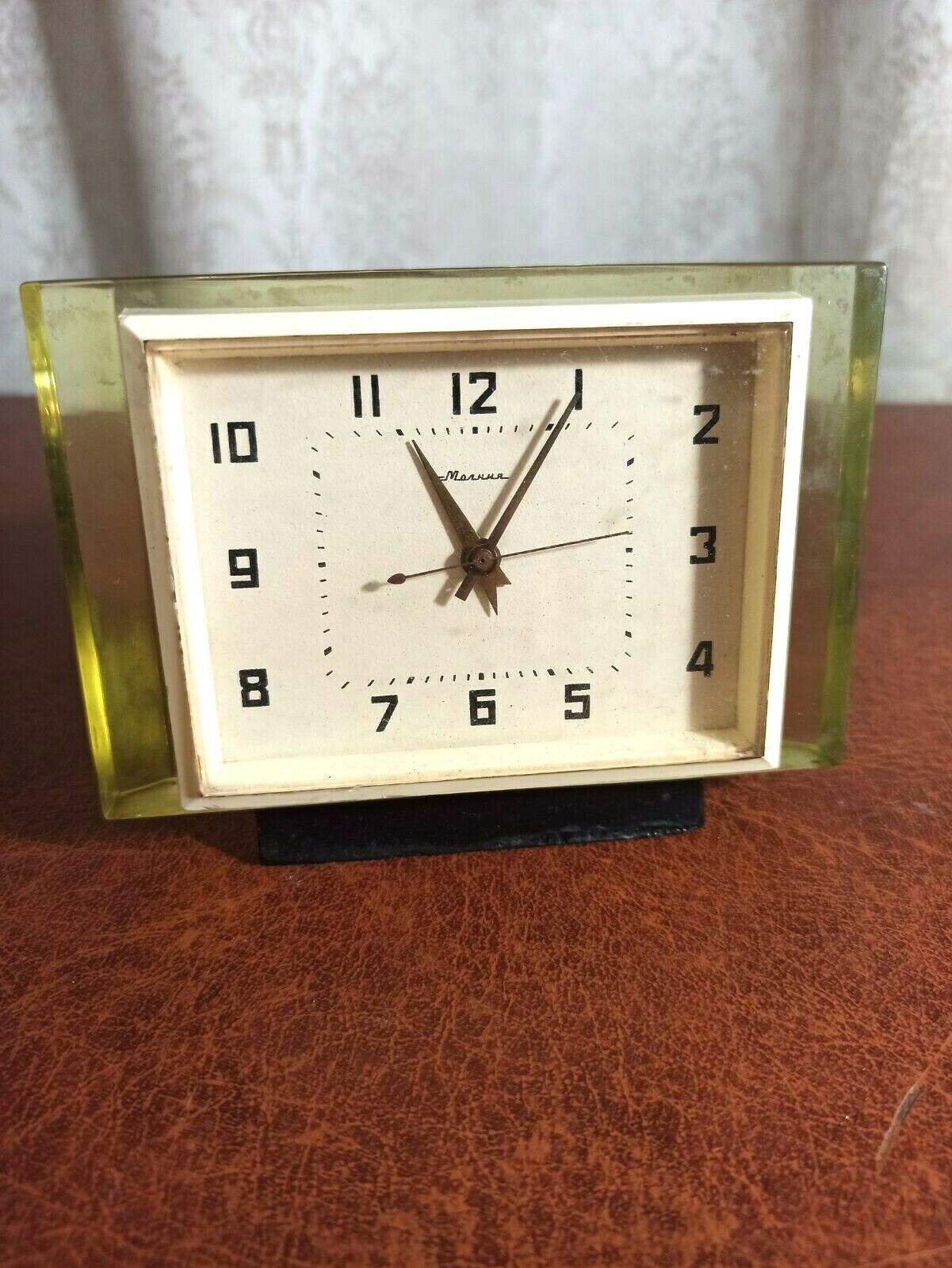  Vintage Soviet alarm clock. Molniya . USSR .1960s  SN