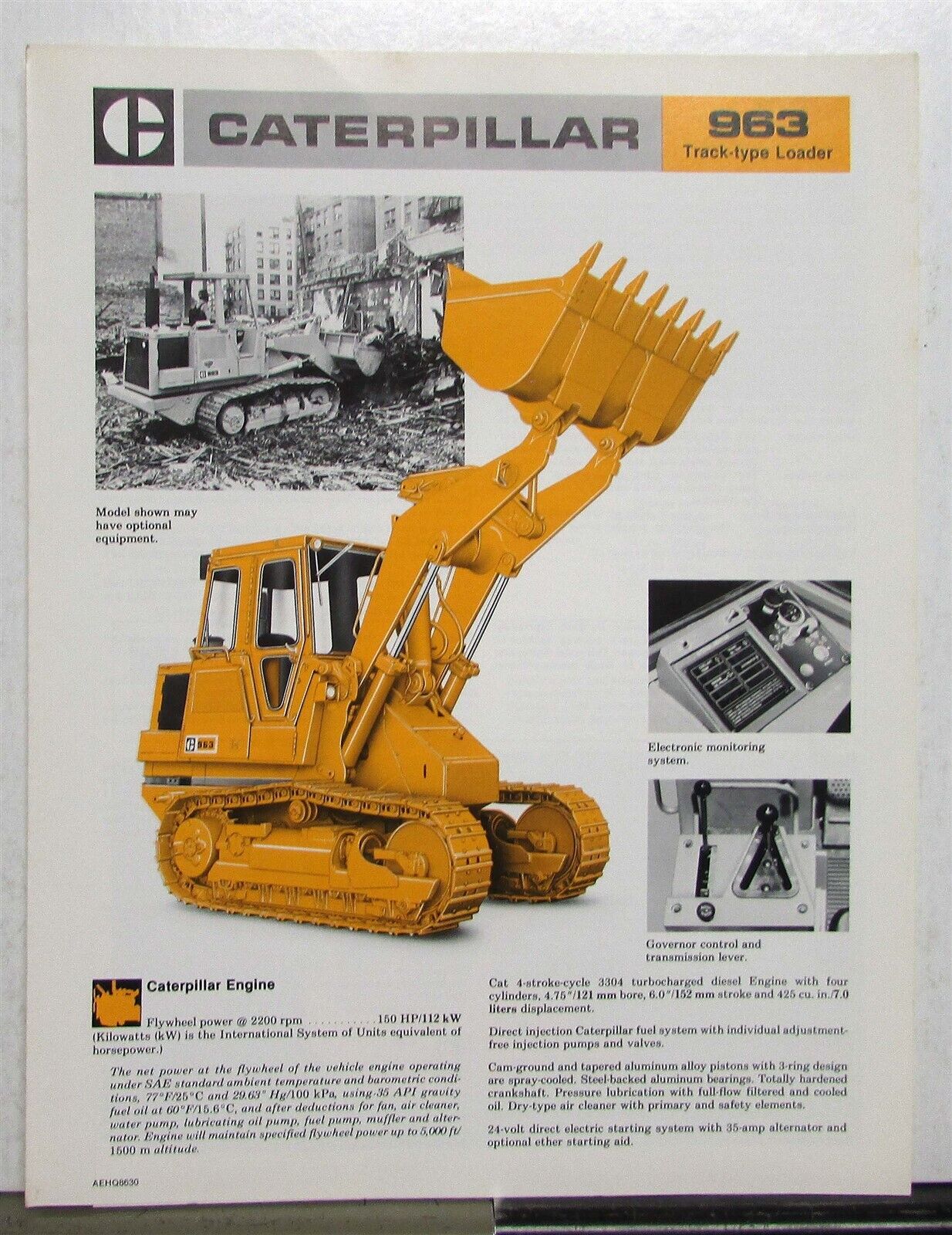 1983 Cat 963 Track Type Loader Diagrams Construction Specs Sales Tri-Folder