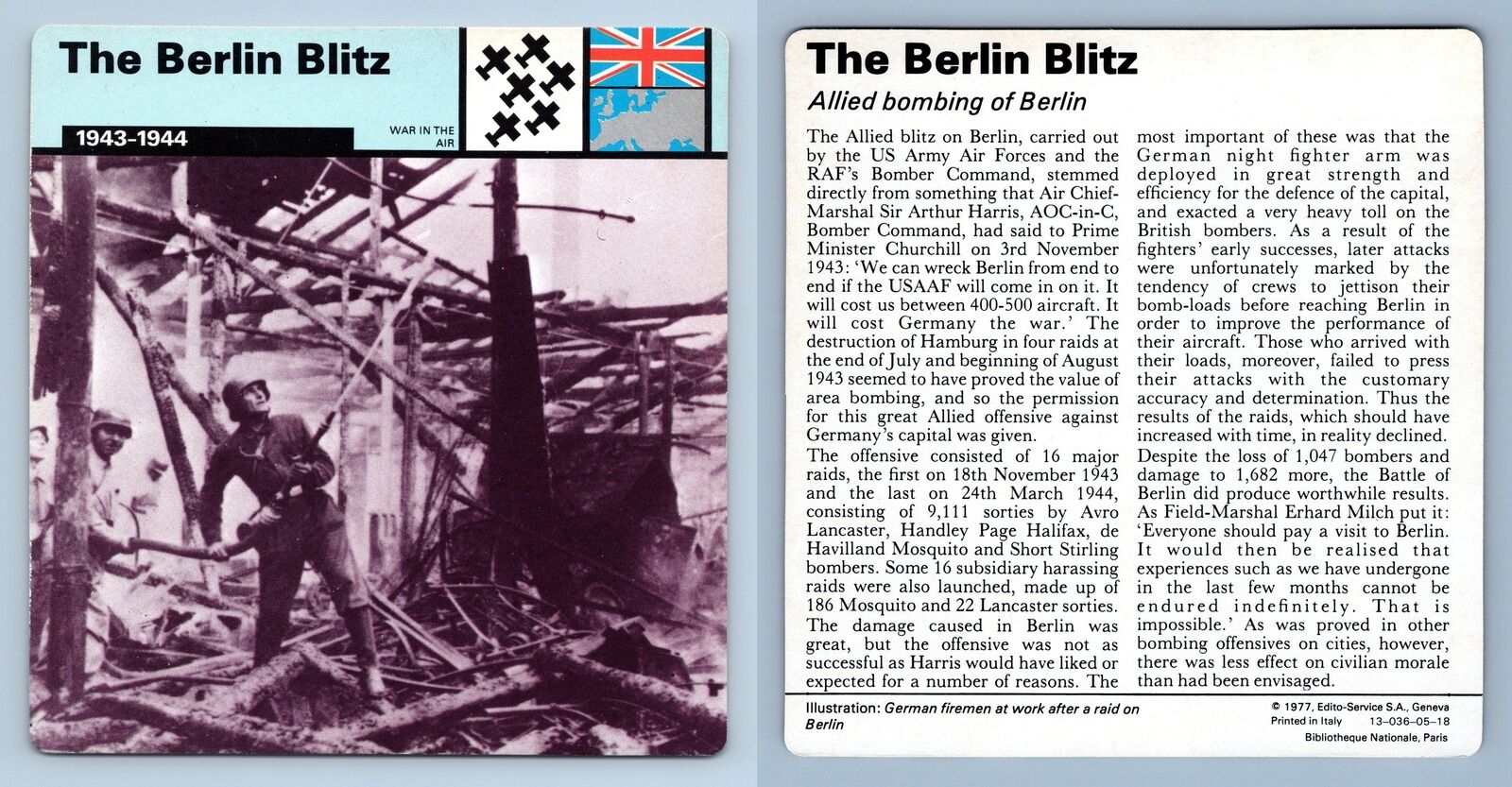 The Berlin Blitz - 1943-44 - War In The Air - WW2 Edito-Service SA 1977 Card