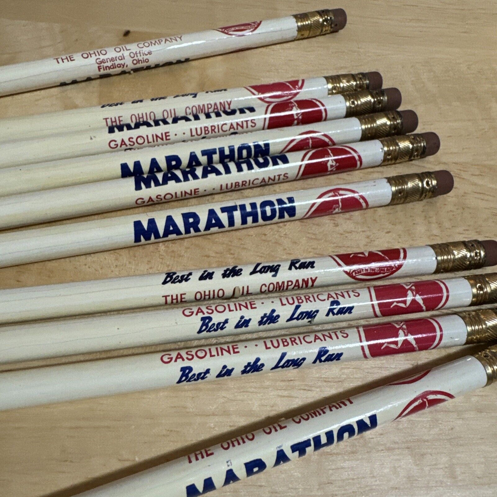 Lot of 10 Vintage Marathon Oil Pencils UnSharpened