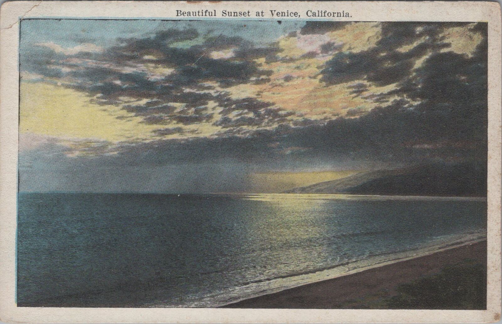 Beautiful Sunset Venice California Vintage Unposted Postcard