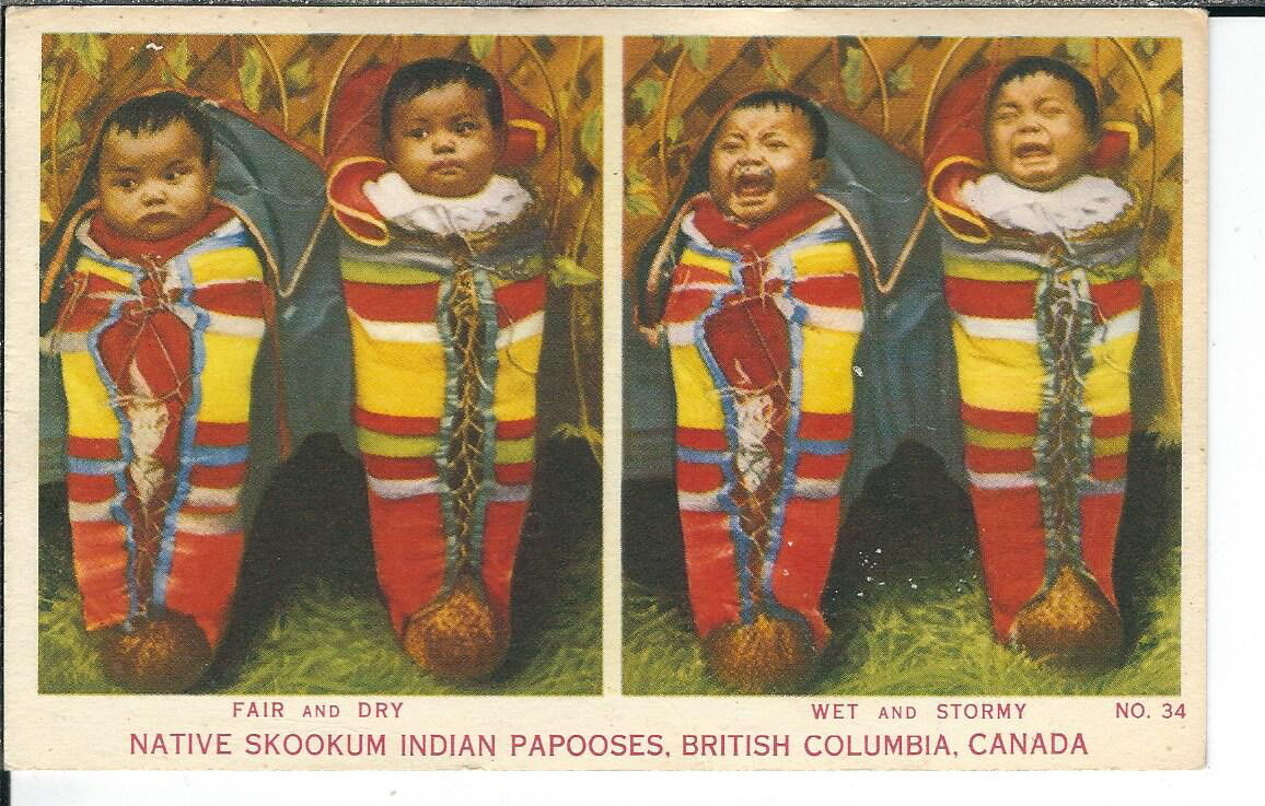 CA-204 Canada British Columbia Native Skookum Indian Papooses Linen Postcard