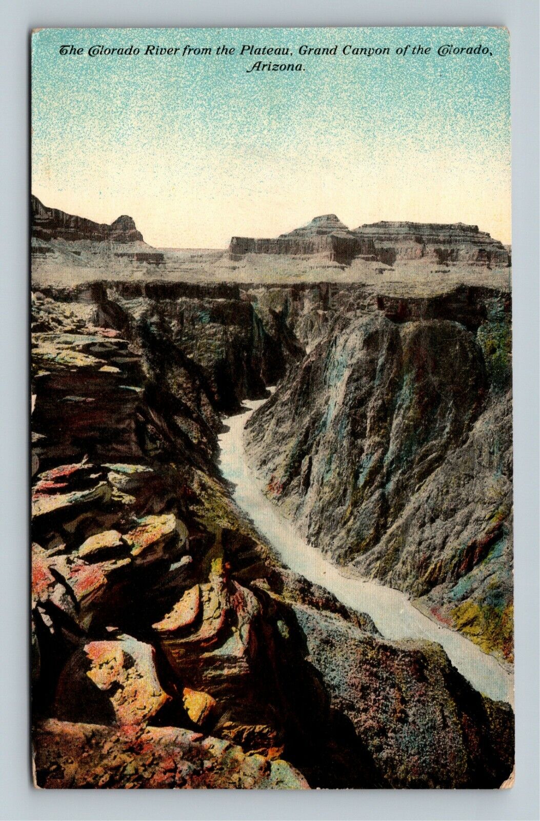 Grand Canyon AZ, The Clorado River From Plateau, Vintage Arizona Postcard