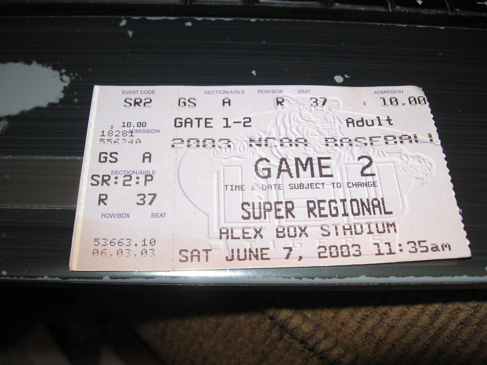 2003 LSU baseball tournament & NCAA super Regional  LSU vs baylor ticket stub