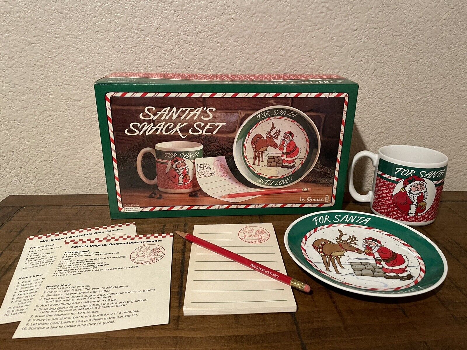 Vintage Christmas “Santa’s Milk & Cookies Snack Set” 1989 Original Box