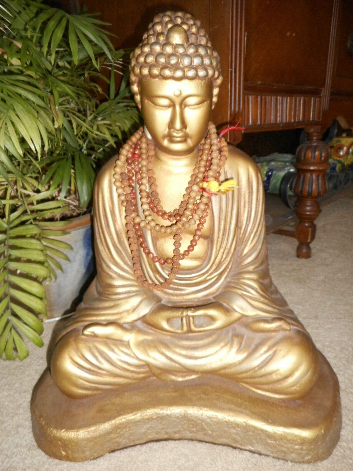 Buddha Figure Buddhism Gold Tone Plaster ? apx 22\