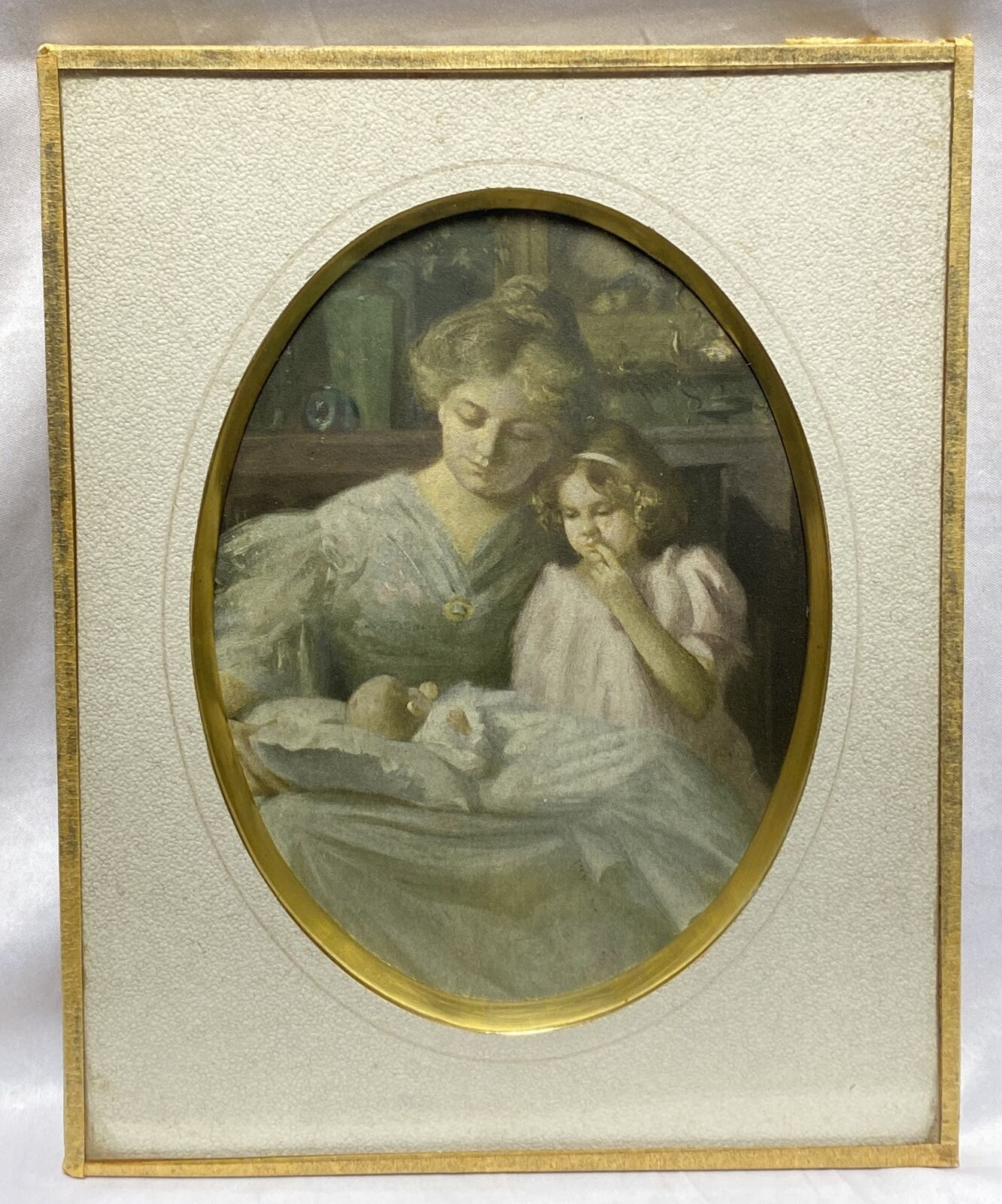 Antique 1800s Hand Painted Portrait Photograph Jamestown NY Original Glass