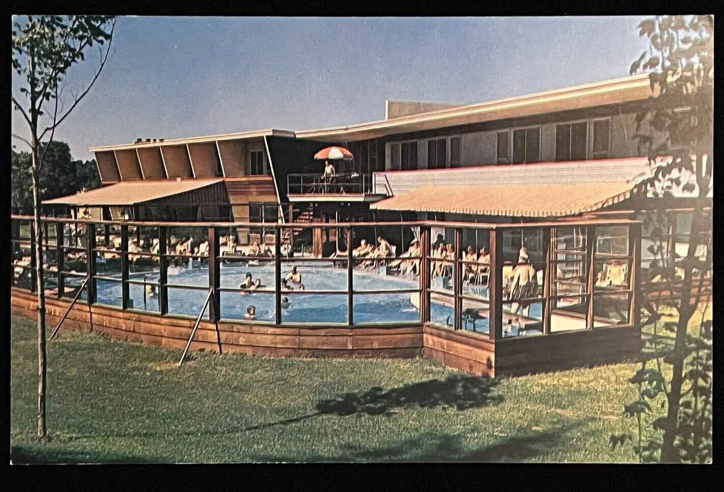 Michigan Boyne City Mountain Ski Lodge Swimming Pool Vintage Postcard c1970