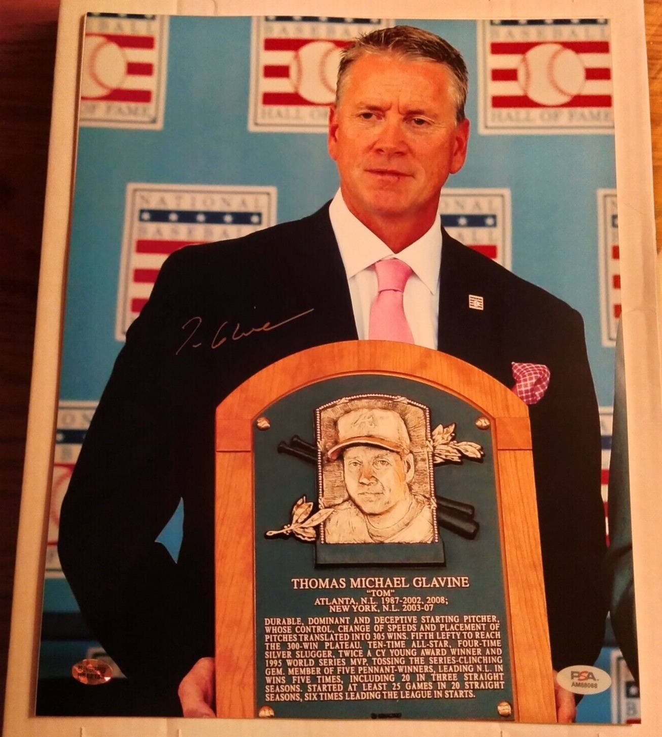 Tom Glavine Autographed 11x14 Baseball Photo HOF Induction PSA/DNA