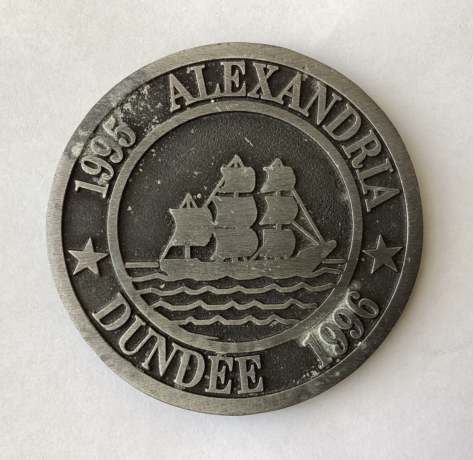 Vintage 1995 Alexandria 1996 Dundee Metal Coaster