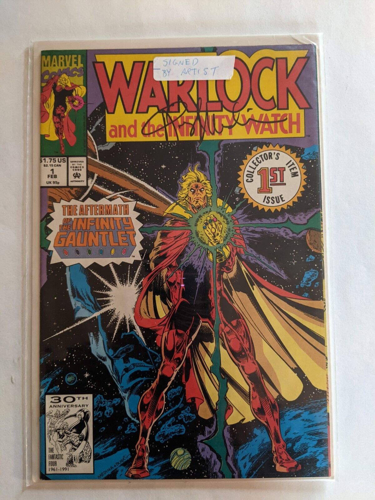 Warlock & Infinity Watch #1 Comic FN/VF 7.0 (Marvel, 1992) Signed Angel Medina