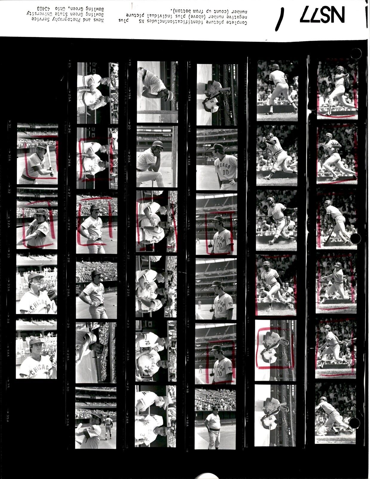LD345 '78 Orig Contact Sheet Photo DAVE KINGMAN BOBBY MURCER CHICAGO CUBS ROYALS