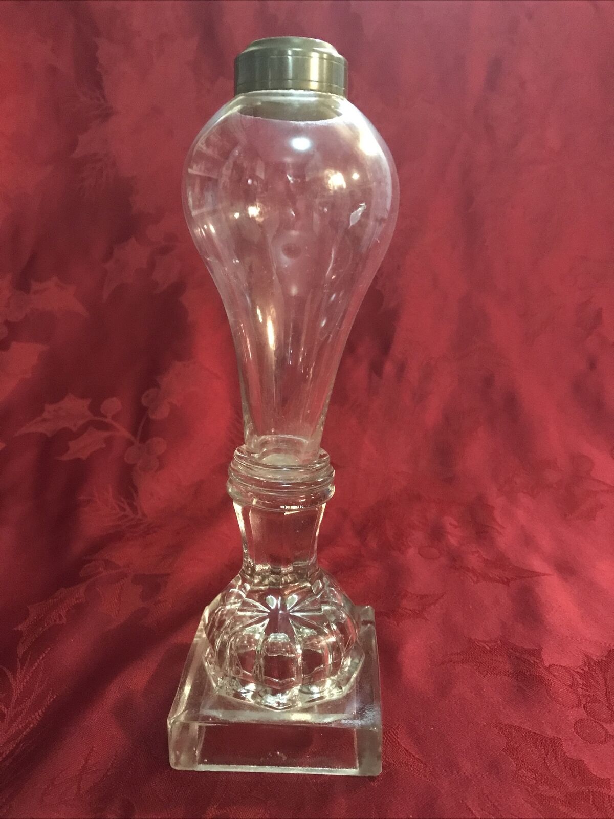 Blown & Press Glass Whale Oil Lamp C1830 9.5\