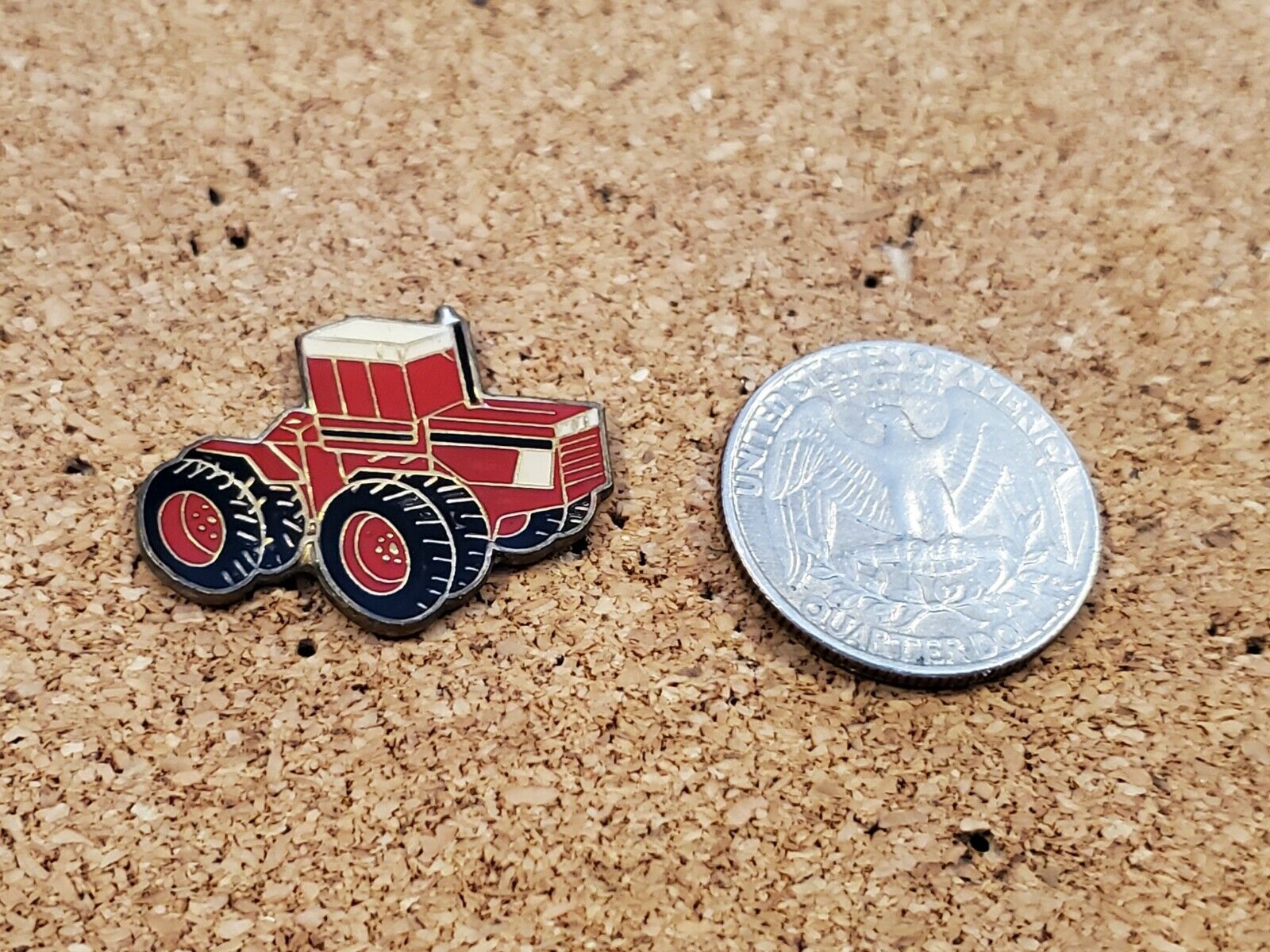 Vintage Red Tractor Enamel Pin