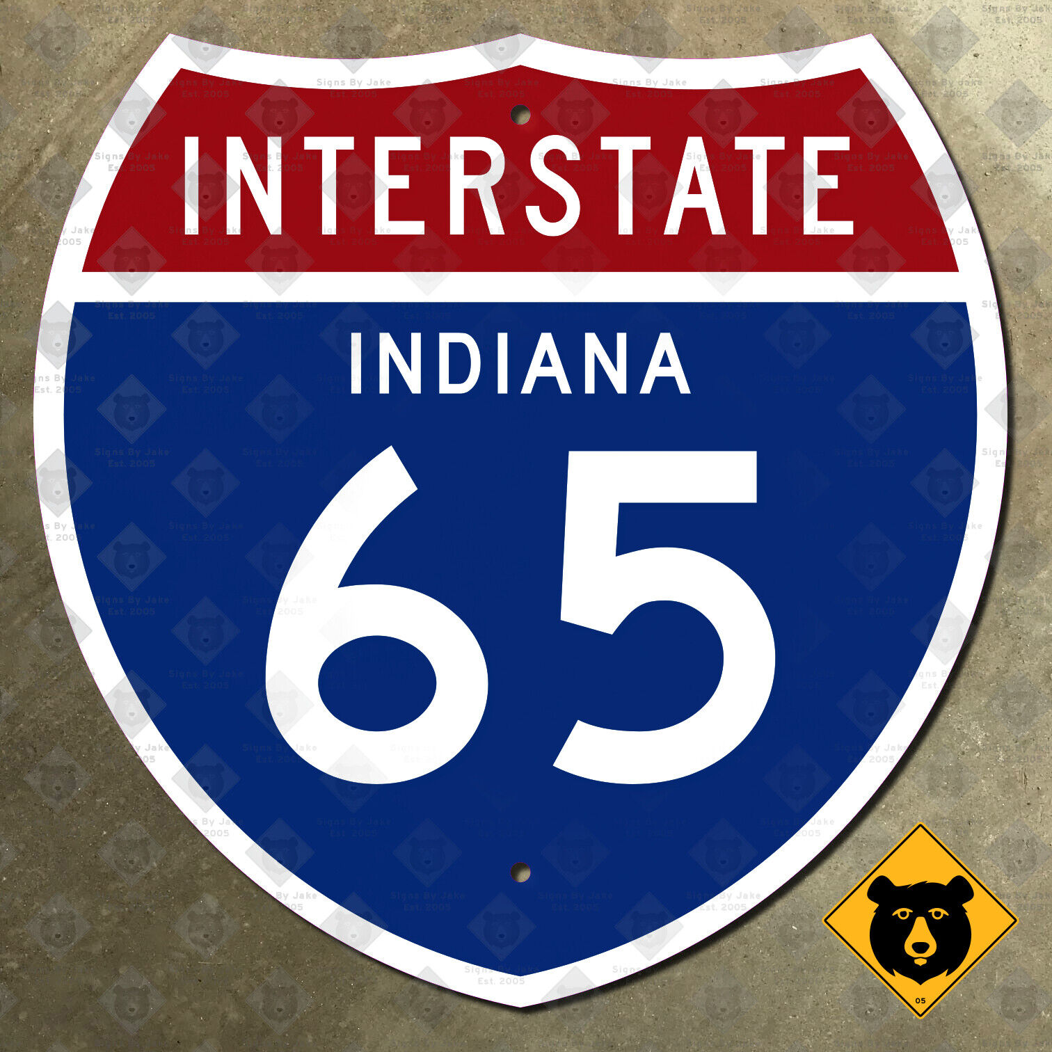 Indiana Interstate 65 highway route marker road sign Indianapolis Chicago 12x12